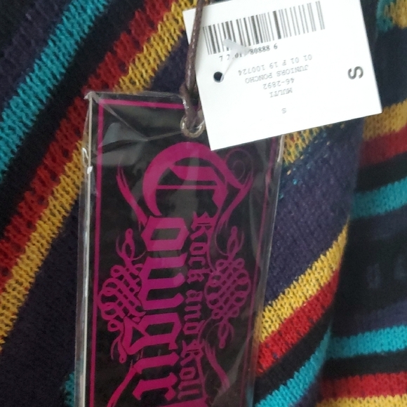 NWT Rock & Roll Cowgirl Colorful Striped Poncho with Fringe - Picture 3 of 7